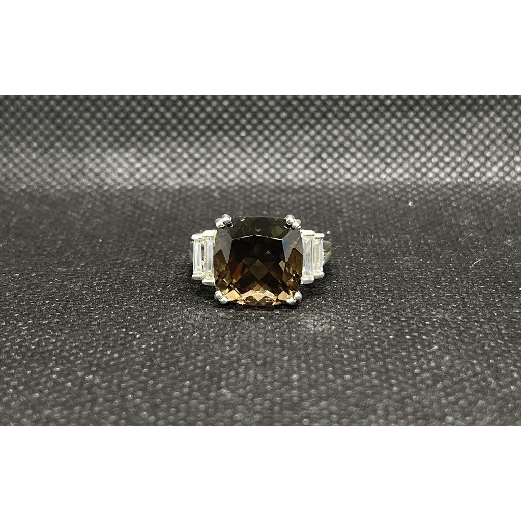 natural smokey quartz 925 silver ring for men