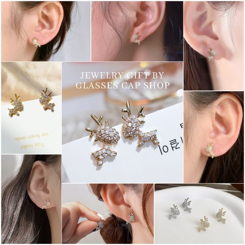 พร้อมส่ง EA9265 ต่างหูกว้างน้อย ประดับคริสตัล สไตล์มินิมอล [[ร้านไทย จัดส่งจากกรุงเทพ]]