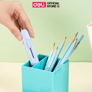คัตเตอร์จิ๋วพกพา Deli รุ่น 2079 สำหรับตัดกระดาษ คัตเตอร์พกพา ขนาดเล็ก พกพาง่าย (3 สี/จำหน่าย 1 ชิ้น)