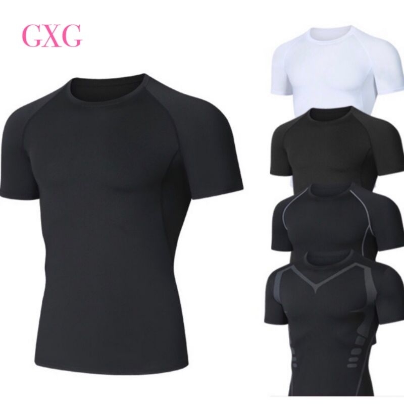 GXG เสื้อรัดกล้ามเนื้อแขนสั้น กระชับกล้ามเนื้อ เสื้อออกกำลังกาย ผ้าdryfit