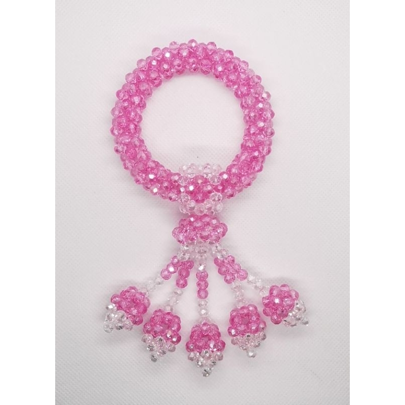 พวงมาลัยคริสตัล​ สีชมพู​ (Size​ M)​