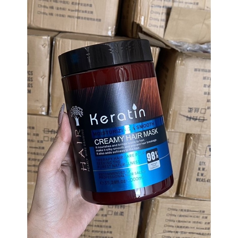 Keratin Creamy Hair Mask ครีมมาส์ก​ผมทรีทเม้นท์เคราติน ​สูตรเข้มข้น​ 98%ผมเสียกลับมามีสุขภาพดี