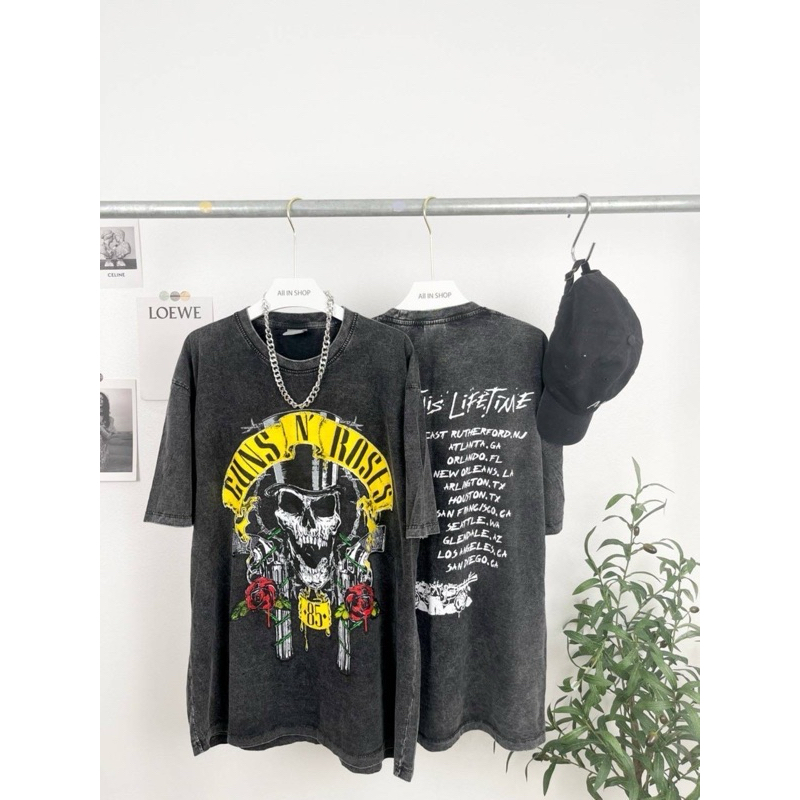 PINOC เสื้อยืดฟอกวินเทจ oversize แขนสั้น แนวสตรีท ทรงโอเวอร์ไซส์ No.27