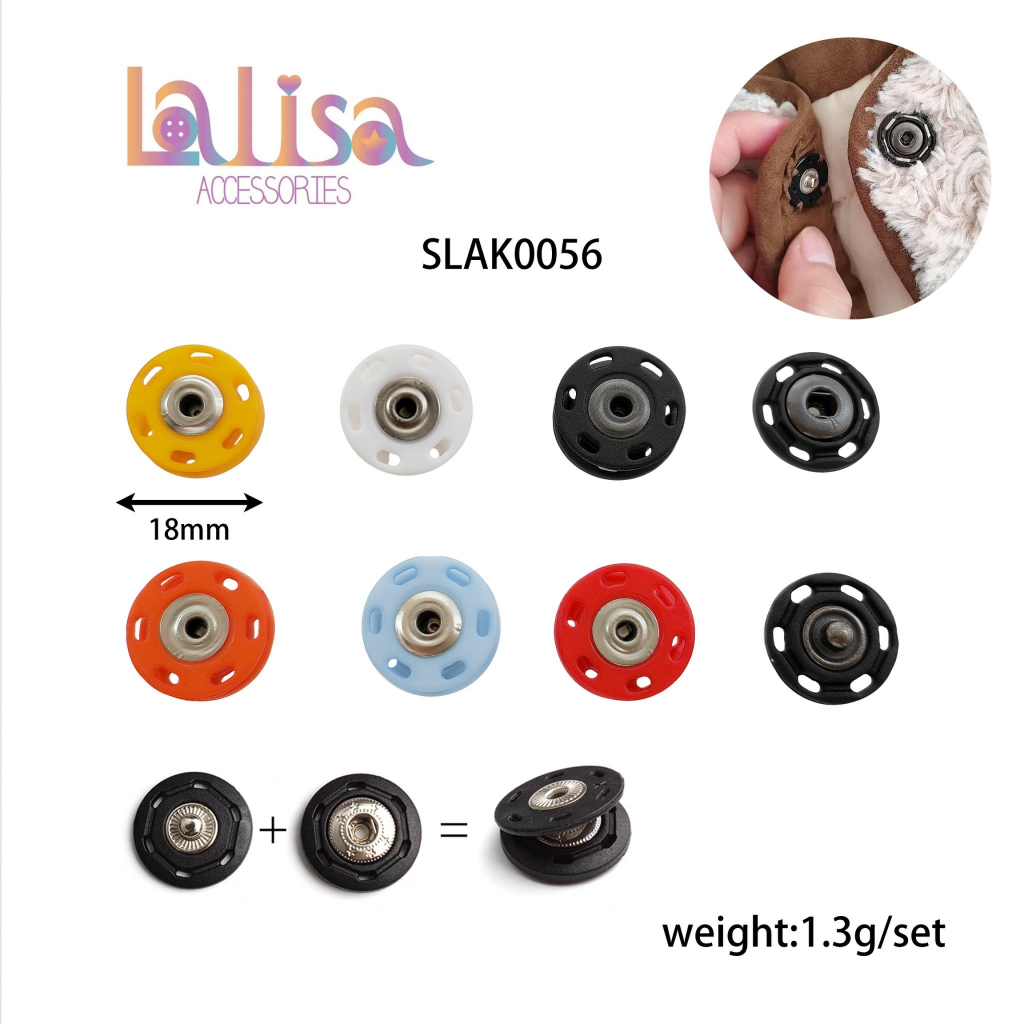 กระดุมแปะพลาสติก กระดุมแปะหลากสี กระดุมเสื้อเด็ก Plastic  Snap Button (B-2-E,SLAK0056)