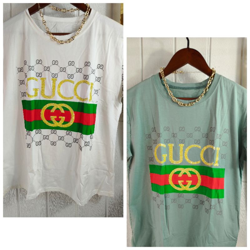 Sale เสื้อยืดแขนสั้นลำลอง งานรีดเพชร ลายแบรด์ผ้านุ่มใส่สบายสินค้าถ่ายงานจริง