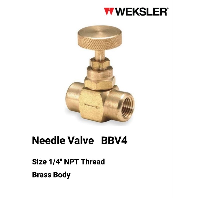 Needle Valve นีดเดิ้ลวาล์ว รุ่น BBV4 Size 1/4" NPT thread Brass Body ยี่ห้อ Weksler