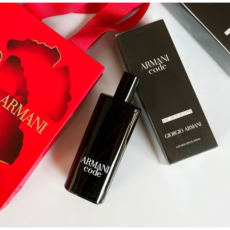 (15 ML)  Giorgio Armani Armani Code Pour Homme  EDT 15 ml.  หัวสเปรย์ กล่องซีล