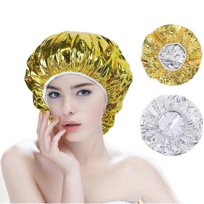 หมวกคลุมผมอบไอน้ำ หมวกคลุมทำสี หมวกฟลอยอลูมิเนียมฟอยล์ ฉนวนกันความร้อน ยืดหยุ่น กันน้ํา สีทอง สีเงิน