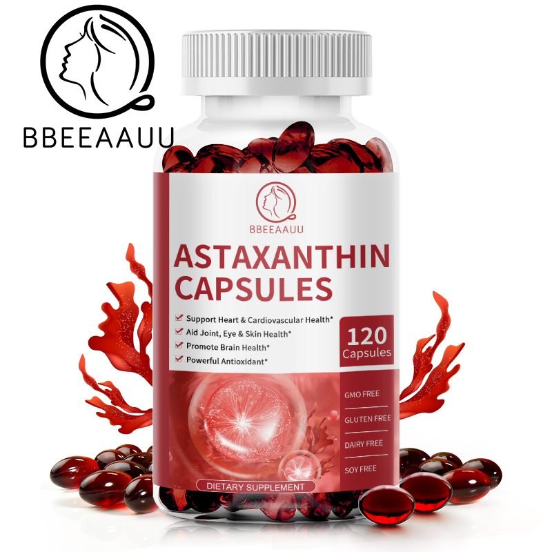 BBEEAAUU Astaxanthin 120PCS,น้ำมันปลา,น้ำมันแอนตาร์กติก,EPA,DHA,หัวใจ,สมอง,ข้อต่อ,ตาและผิวหนัง,การมองเห็น,การอักเสบ