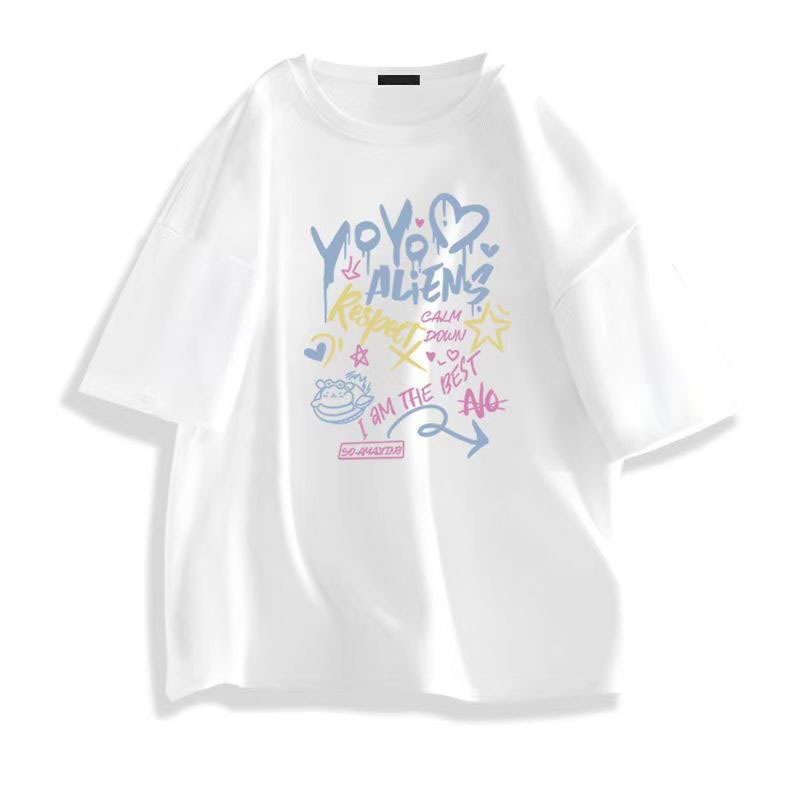 เสื้อยืดสีขาวผู้หญิง น่ารัก สไตล์เกาหลี ฤดูร้อน ใหม่ S-3XL oversize เสื้อ cotton 100% ส่งเร็ว จัดส่งจากไทย
