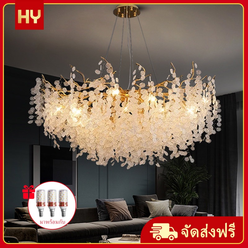 ห้องนั่งเล่นโคมไฟคริสตัลที่ทันสมัยหรูหราห้องรับประทานอาหารโคมระย้า LED โคมไฟตกแต่งภายใน