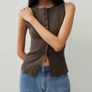 SHE KNOWS - Freya Knit Tank เสื้อแขนกุดนิต คอปาด XS-XL ผ้าคอตต้อนออร์แกนิค