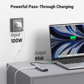 UGREEN อะแดปเตอร์ HUB Type C 7in1 รองรับ 4K60HZ PD100W +2*USB-C 3.2+1*USB-A 3.2+SD/TF+PD รุ่น 45521