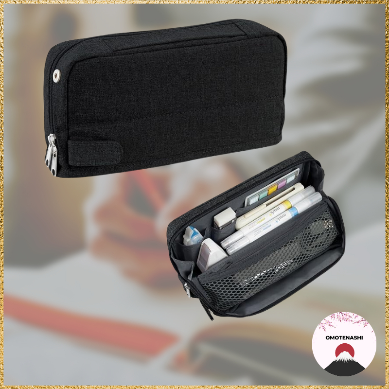 Kokuyo pen case large capacity tool pen case cover black F-VBF261D