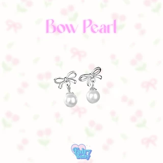 Fairybaby ต่างหู Bow Pearl ตุ้มหู ลายโบว์ ไข่มุก สีขาว น่ารัก 1 คู่ 2 ชิ้น เครื่องประดับความงาม มินิ (E2-012)