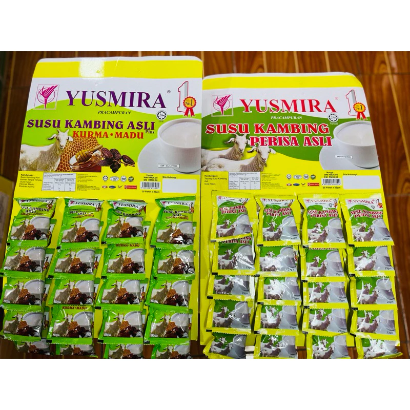นมแพะ แบบแผง YUSMIRA มี20ซอง ซองละ23g