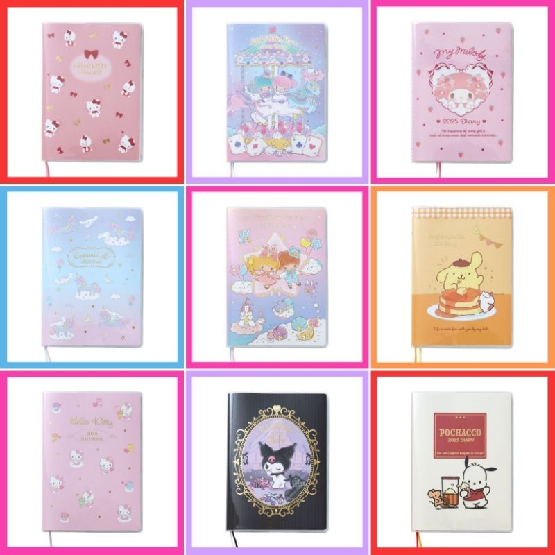 แท้ 100% Disney Sanrio planner 2025 ขนาด A5 B6 A6 B7 weekly planner monthly planner Sanrio datebook สมุด diary