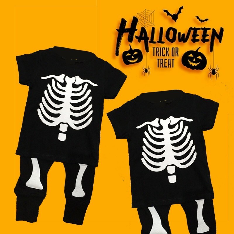 ชุดกระดูกเด็กสีดำ Halloween พร้อมส่ง