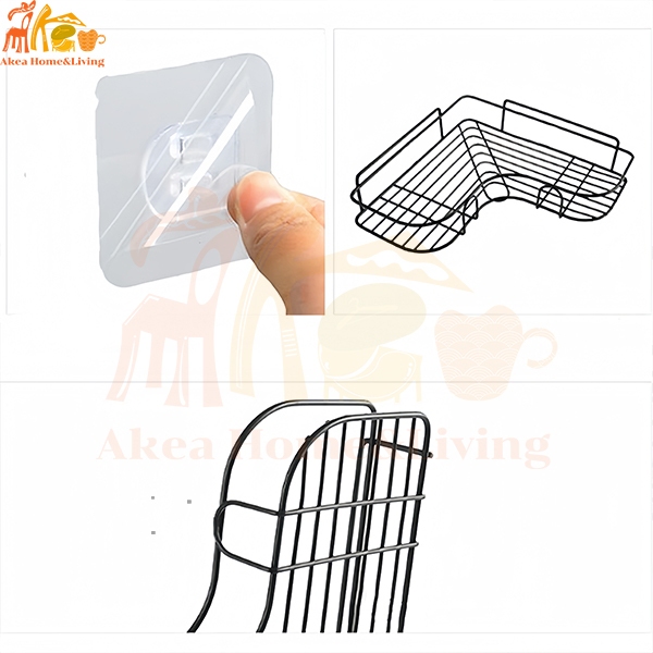 Akea 🎈เหล็กเสริมหน้า🎈ชั้นวางของในห้องน้ำ กันน้ำ ชั้นวางติดผนัง ไม่ต้องเจาะรู ที่ตั้งวางของ ที่วางของเข้ามุม - รูปที่ 6