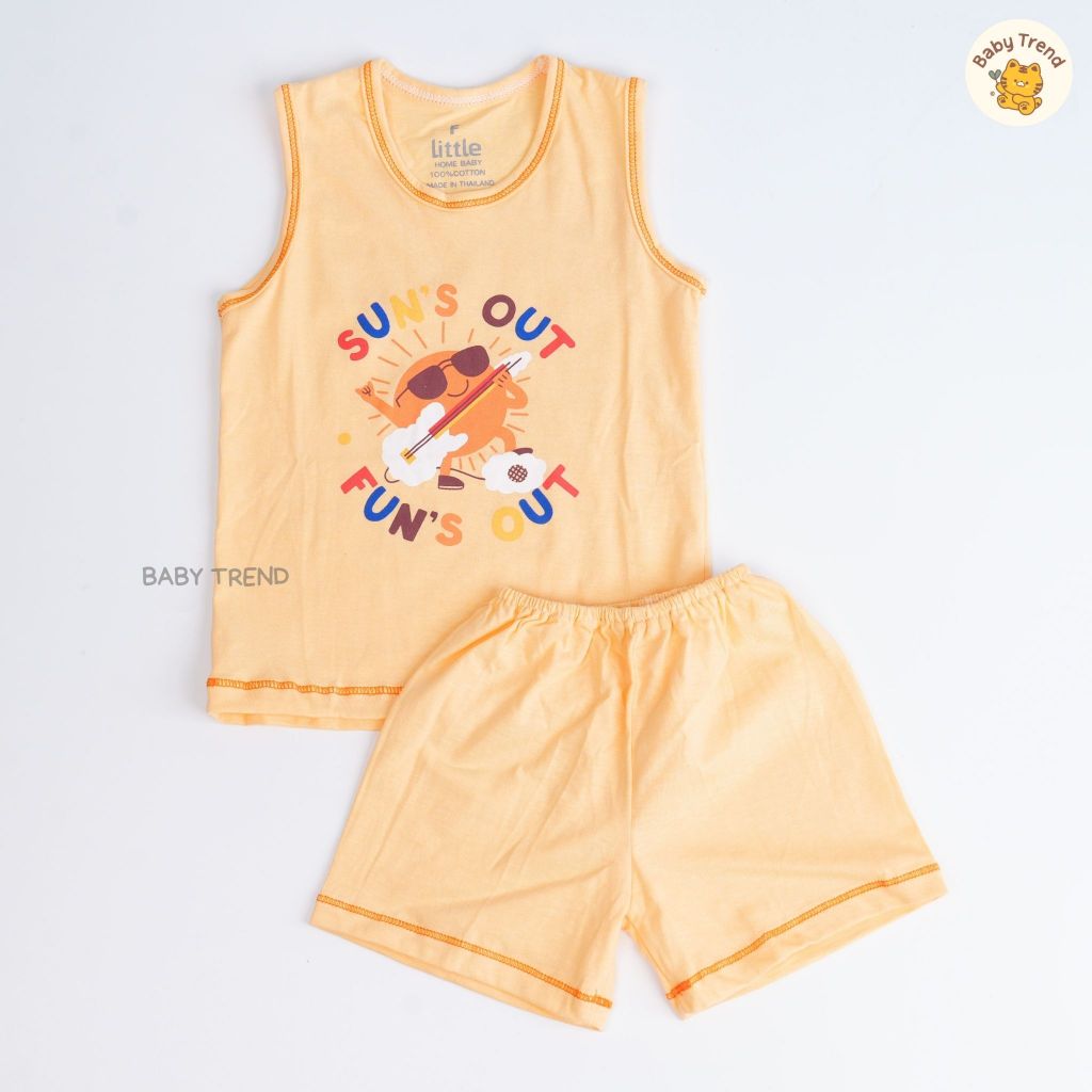 Little Home Baby ชุดเสื้อกล้ามพร้อมกางเกง 0-6 เดือน ผ้าคอตตอนยืด ใส่สบาย ไม่หนาไม่บาง