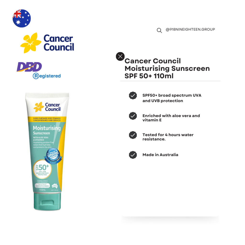 Cancer Council Moisturising Sunscreen SPF 50+ 110ml