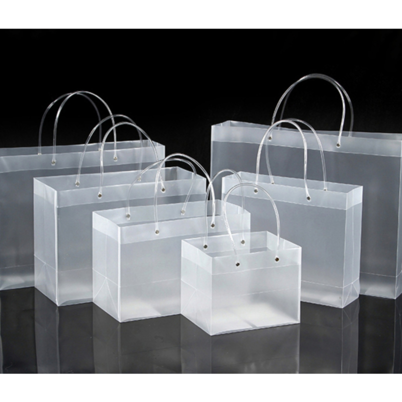 🩵1688🩵ถุงของขวัญ ถุงพลาสติก PVC โปร่งใสแบบหนา แข็งแรง รับน้ำหนักได้เยอะ