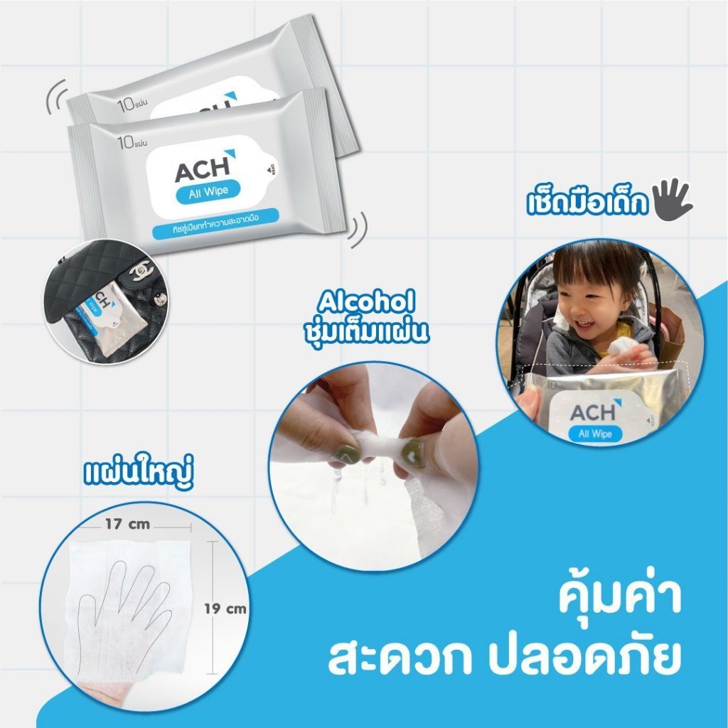 ACH ทิชชู่เปียกทำความสะอาดมือ Food grade แอลกอฮอล์75% (สินค้ามูลค่าของแถมเท่านั้น) - รูปที่ 4