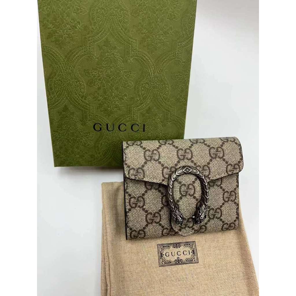 (ตัวแทนจัดซื้อใหม่) GUCCI GG Supreme wallet Dionysus short wallet wallet card holder coin purse 6270