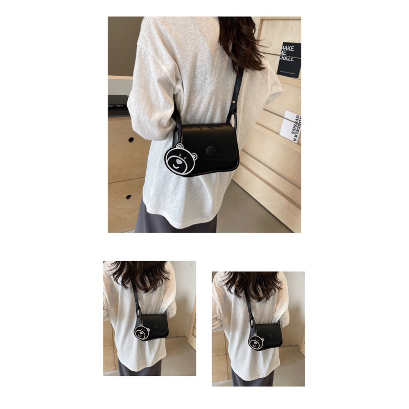 กระเป๋าสะพายไหล่ กระเป๋าสะพายข้างผู้หญิงแบบพกพา หนังPU สวยงาม ไม่มีซิป(0456)