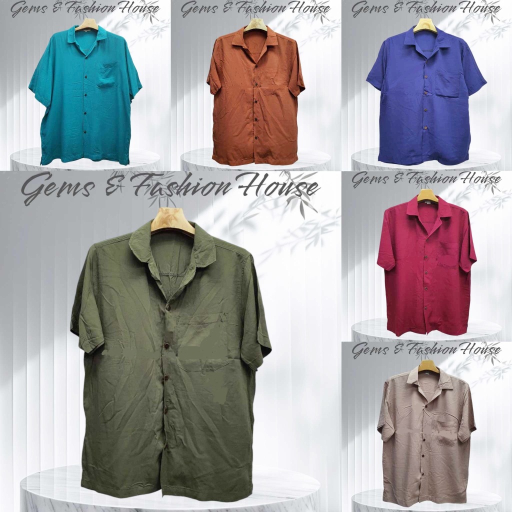 Hawaii Shirt เสื้อฮาวาย สีพื้นไม่มีลาย ผ้าเรย่อนสปัน เนื้อเย็นใส่สบาย ไม่ร้อน เสื้อไปทะเล ใส่ได้ทั้งหญิงและชาย