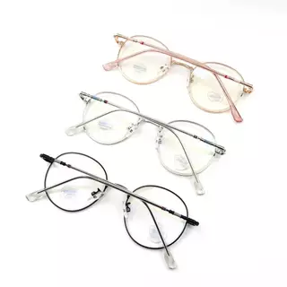 แว่นสายตายาว/สายตาปกติ (+) เลนส์กรองแสงบลู+เลนส์เปลี่ยนAUTOสี กรอบโลหะ ทรงหยดน้ำ 607