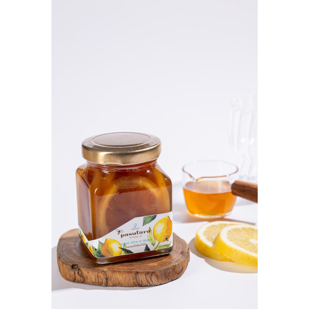 Lemon Slice in Honey 250 g เลมอนสไลด์บ่มในน้ำผึ้งธรรมชาติ (กระปุก) พสุธารา