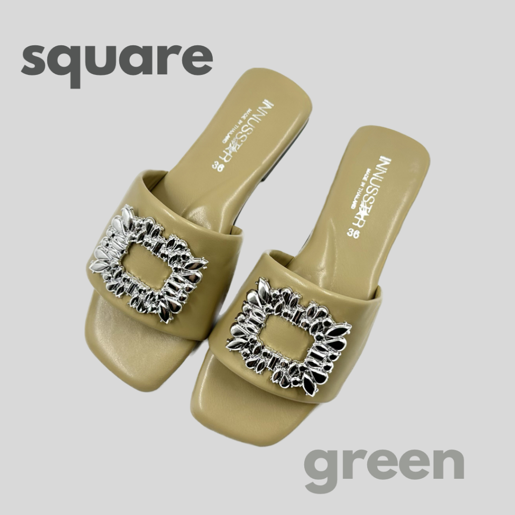 🪞รุ่นsquare🪞หน้าคาดนิ่มยืนหนึ่งไม่กัดเท้า รองเท้าแตะแฟชั่นหน้าสวมมีซัพพอร์ทเท้าพร้อมส่ง5สี - รูปที่ 3