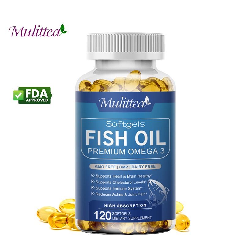 Mulittea Fish Oil Capsules เอฟเฟกต์สามเท่า น้ำมันปลา + อีพีเอ + ดีเอชเอ บำรุงหัวใจ บำรุงสมอง ลดระดับคอเลสเตอรอล 120แคปซู