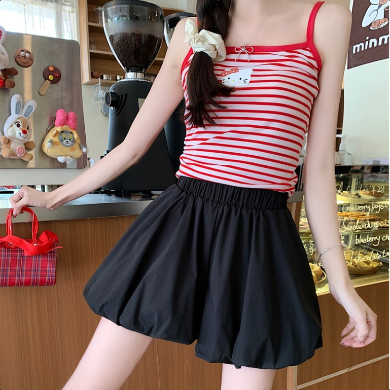LameiStore 2024 กระโปรงสั้น ชุดเจ้าหญิง เซ็กซี่ น่ารัก สีพื้น เอวยางยืด สไตล์เกาหลี สุดฮิต สาวอ้วนใส่ได้ สไตล์เกาหลี