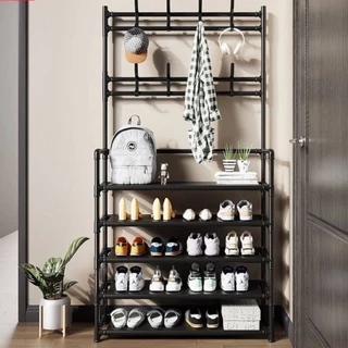 พร้อมส่ง KENZZO : HEMNES ชั้นวางรองเท้าพร้อมราวแขวน ชั้นวางของ ราวแขวน ราวแขวนเสื้อผ้า ชั้นวางรองเท้า ราวแขวนเอนกประสงค์