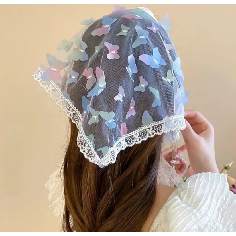 ที่คาดผม แบบผ้าสามเหลี่ยมประดับผีเสื้อน่ารัก - รูปที่ 3