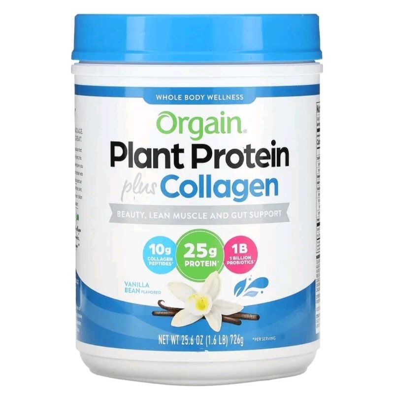 Orgain, Plant Protein Plus Collagen, Vanilla Bean, 1.6 lb (726 g)