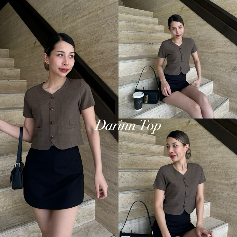 เสื้อรุ่น DarinnTopกั๊กแขนสั้นซับในทั้งตัว