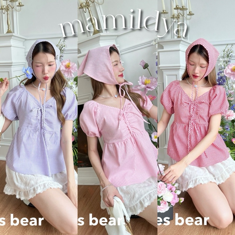 มีผ้าผูกผมให้ Mamildya.shop เสื้อตัวยาวแขนตุ๊กตา ทรงชายบาน + ผ้าโพกผมผูกโบว์/K1-5 /COOK-ผูกผม