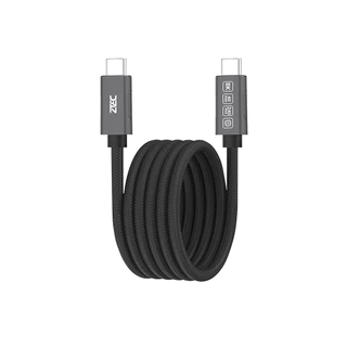 ZTEC data cable สายชาร์จไนลอนถัก สายชาร์จแม่เหล็ก C to C thunderbolt 5 / 4 / 3 , USB4 เชื่อมต่อภาพ 8K -2Y