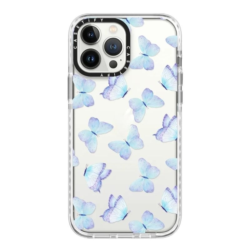 Casetify 12/12 Pro/12 Pro Max Lilac aquablue watercolor hand painted butturfly