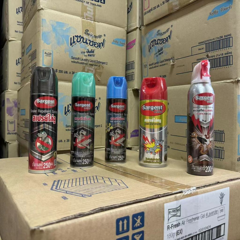 Sargent ซาร์เจ้นท์ สเปรย์ไล่จิ้งจก ตุ๊กแก งู หนู มด แมลงสาบ และสัตว์ลิ้นสองแฉก250มล. household