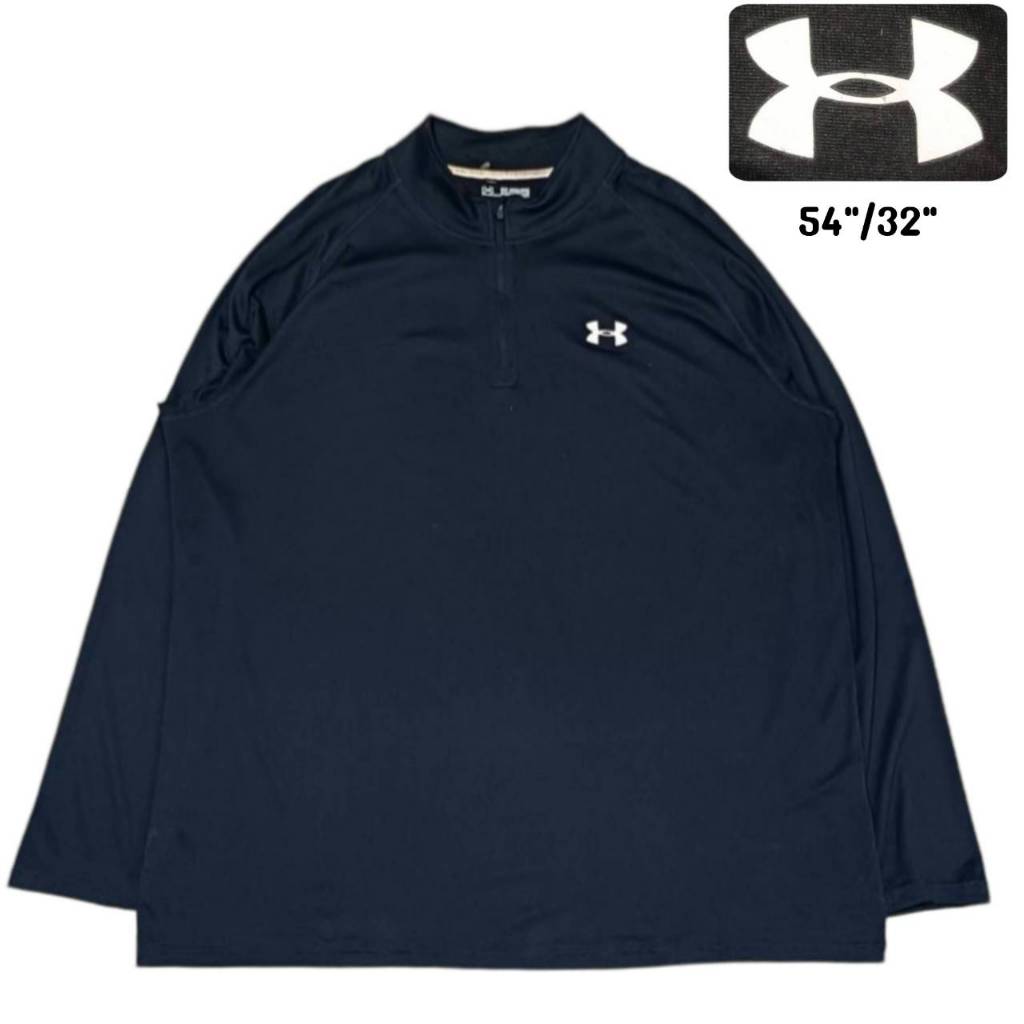 UNDER ARMOUR Long Sleeve Shirt  เสื้อแขนยาว  ผ้ากีฬา ซิปครึ่ง  อันเดอร์ อาร์เมอร์ สีดำ ไซส์ใหญ่ มือส