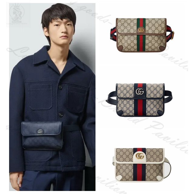 👜Gucci classic Ophidia series GG ขนาดเล็ก กระเป๋าคาดเอว กระเป๋าสะพาย ของแท้💯
