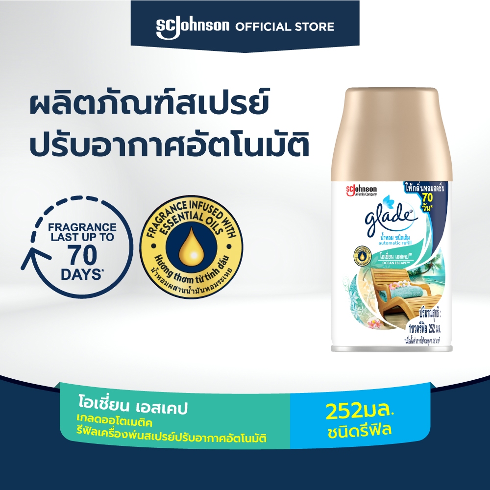 เกลดออโตเมติค สเปรย์ปรับอากาศอัตโนมัติ กลิ่นโอเชี่ยนเอสเคป 252 มล ชนิดรีฟิล Glade Automatic Spray Ai
