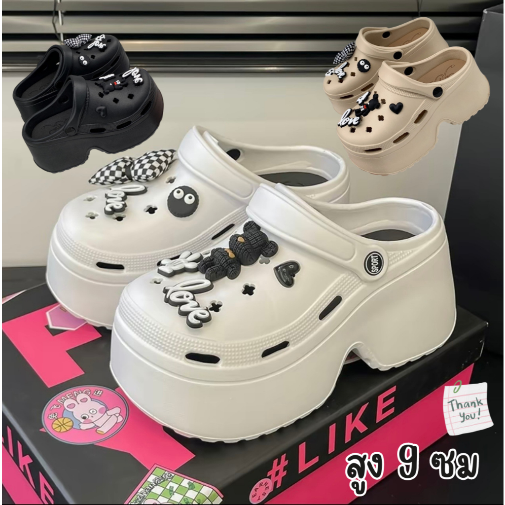 รองเท้าแตะหัวโต สูง9ซม งานสวย น้ำหนักเบาสบาย ใส่ง่าย EVA มี3สีใหเลือก