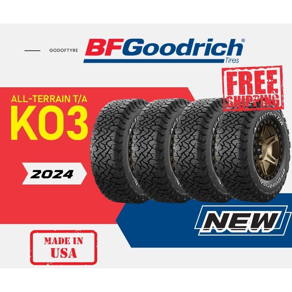 BF GOODRICH รุ่น ALL TERRAIN T/A KO3 ยางใหม่ปี 2024 ยางรถยนต์ขอบ 16-18 (ราคาต่อ 4 เส้น) แถมฟรีจุ๊บเห