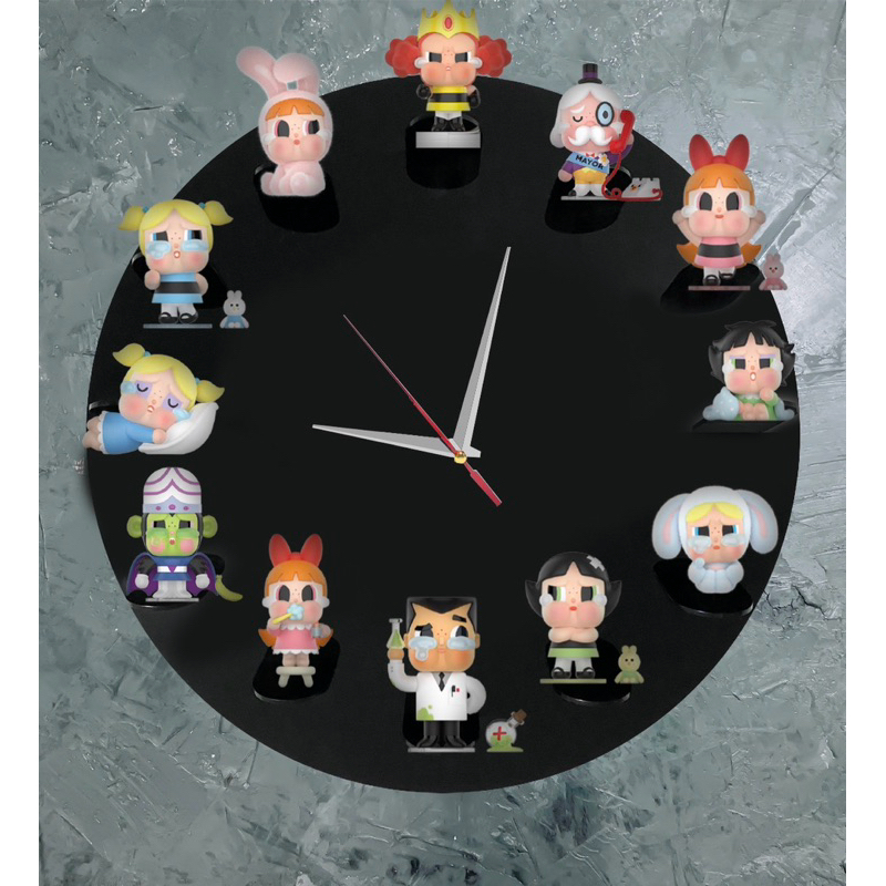 นาฬิกาวางโมเดลอะคริลิค ติดผนัง พร้อมส่ง นาฬิกาแขวนผนังสีขาว วาง Art toy ขนาด 40 X40 CM