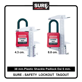 [ออกใบกำกับภาษีได้] 38mm. Plastic Shackle Padlock Dai 6 mm.ก้านไนล่อน (พร้อมส่งในไทย/รวมVatแล้วค่ะ)